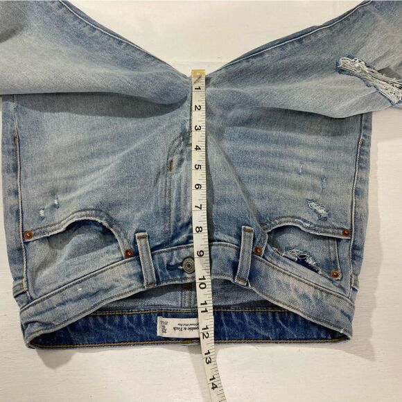 Abercrombie & Fitch Jeans Women’s 25 Blue Boyfriend Mid Rise Distressed Ripped - Picture 9 of 11
